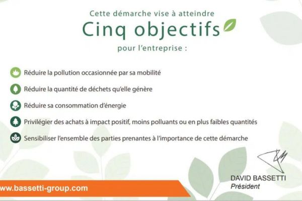 Les 5 objectifs de notre Charte Développement durable